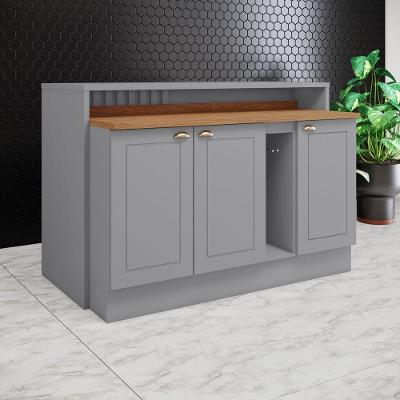 Bancada Ilha Gourmet Americana 3 Portas 2 Prateleiras MDF 145,5CM Cinza