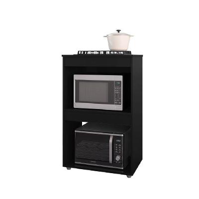Armário Cooktop Adriana sem Porta 1 Prateleira MDP 75CM Preto com Tampo AJL Móveis