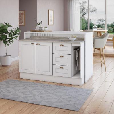 Bancada Ilha Gourmet Americana 2 Portas MDF 145,5CM Branco Móveis Henn