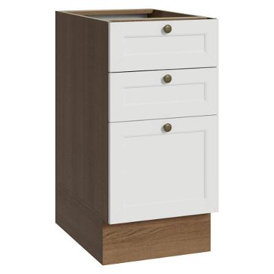 Balcão Vik sem Porta 3 Gavetas MDP 40CM Rustic e Branco