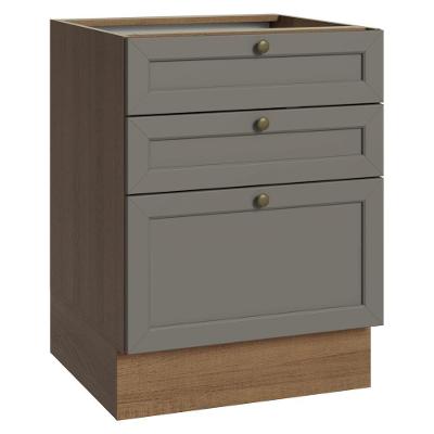 Balcão de Cozinha Vik 3 Gavetas MDP 60CM Rustic Cinza