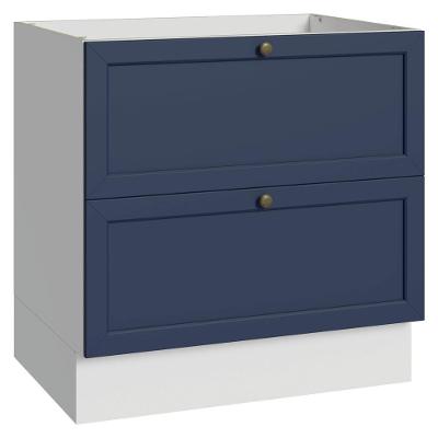 Balcão de Cozinha Vik 2 Gavetas MDP 80CM Branco e Azul