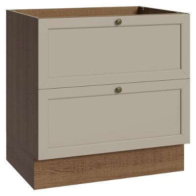 Balcão de Cozinha Vik 2 Gavetas MDP 80CM Bege Madesa