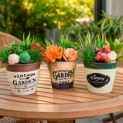 Arranjo Vaso Decorativo Suculenta Planta Artificial Kit 3pçs Redondo Plástico Verde 3