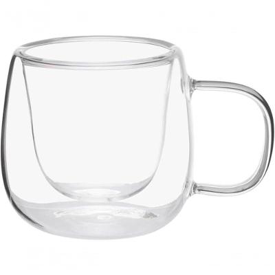 Xícara Kit 2 de Vidro Borossilicato Parede Dupla Isolante Térmico para Bebidas Quentes 40ML