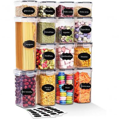 Kit 15 Potes com Tampa Hermético Porta Alimentos Plástico sem BPA para Cozinha