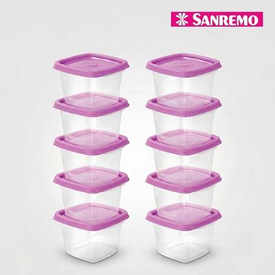 Kit 10 Potes Plásticos Quadrados 200ml Linha Fácil para Biscoitos Cereal Preparação de Refeições