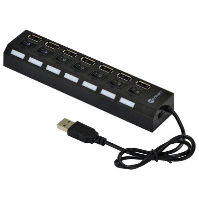 Hub USB HUV-40 7 Portas USB 2.0 com LED Indicador Preto Vinik