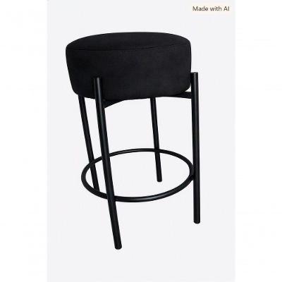 Banqueta Alta Glamour Preto MDF + Ferro Sued Veludo Light SMF Decor