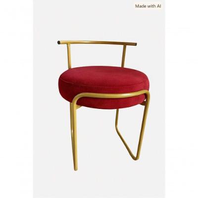 Banqueta - Cadeira Glamour Suede Base Metal Confortável Vermelho SMF Decor