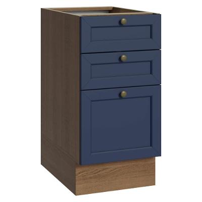 Balcão Vik 3 Gavetas 3 Prateleiras MDP 40CM Rustic-Azul