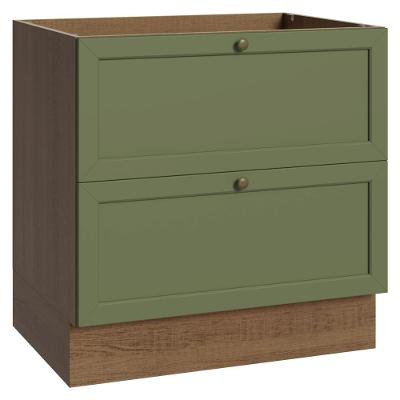Balcão Vik 2 Gavetas MDP 80CM Verde Rustic Madesa