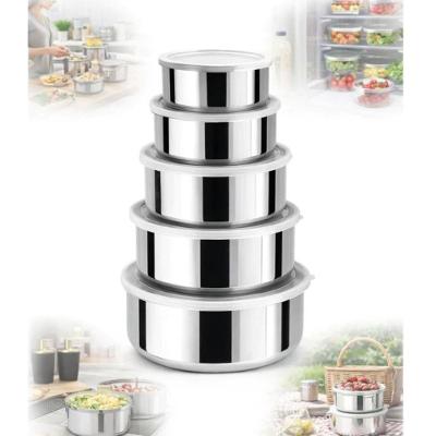 Conjunto de Potes Inox 5 Andares Multiuso com Tampa Empilhável para Alimentos Aço Inoxidável 1,2L