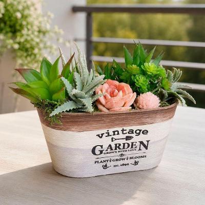 Arranjo Vaso Decorativo Suculenta Planta Jardim Artificial Garden em Plástico Verde