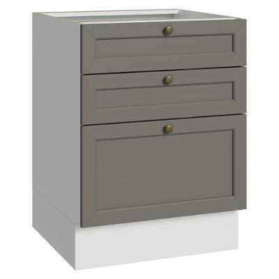 Balcão de Cozinha G24601F8VKST 3 Gavetas MDP 60CM Branco Cinza Madesa