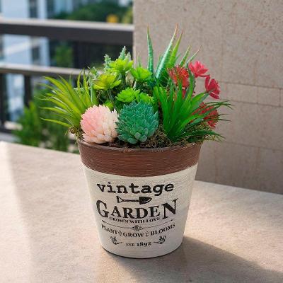 Arranjo Vaso Decoração Suculenta Planta Artificial Verde