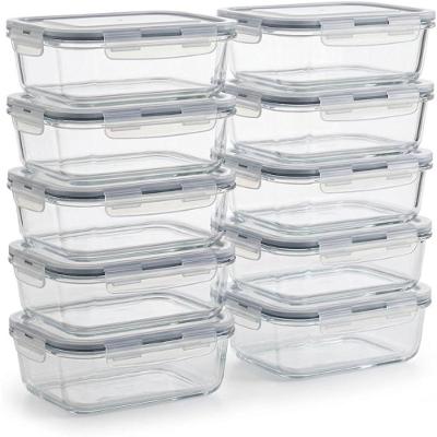 Kit 10 Potes de Vidro Herméticos 640ml com 4 Travas para Forno e Freezer Transparente