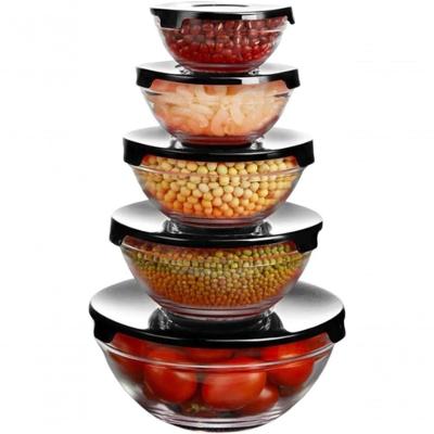 Kit 5 Potes de Vidro Redondos com Tampa Plástica para Alimentos Geladeira e Cozinha