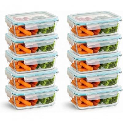 Kit Potes de Vidro Herméticos 640ML Borossilicato para Micro-ondas Freezer Verde