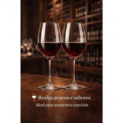 Jogo 6 Taças de Vinho 450ML em Cristal Luxo Vidro Fino para Vinhos Tintos e Brancos