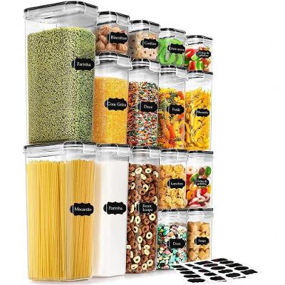 Kit 16 Potes com Tampa Hermético Porta Alimentos Plástico sem BPA para Armário de Cozinha