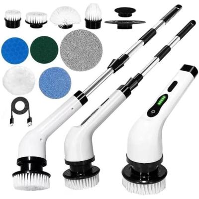Esfregão Elétrico 9 em 1 Recarregável sem Fio com Rotação 360o Borracha e Silicone Multiuso Branco