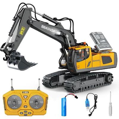 Escavadeira de Controle Remoto Construção Fun com Cabine Que Gira 680 Graus Recarregável 2.4GHz