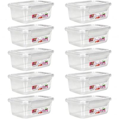 Kit 10 Potes Marmita Fitness 750ML com Travas para Freezer e Micro-ondas Plástico Transparente