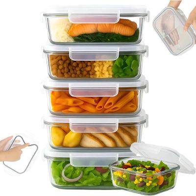 Kit Potes Herméticos Marmita Fit 640ML Vidro Borossilicato com 4 Travas para Micro-ondas e Freezer