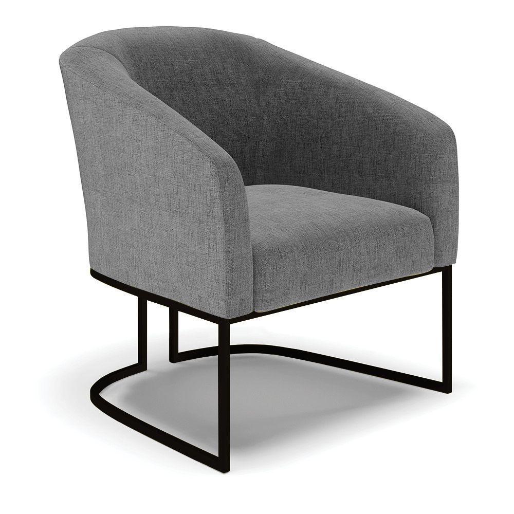 Poltrona Stella Linho Grafite A26 Base Industrial Preto - D'Rossi - 1