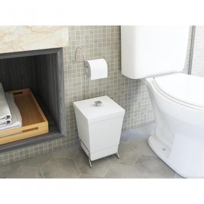 Suporte para Papel Higiênico com Lixeira 6,5L Plástico Abertura Manual Branca Stolf