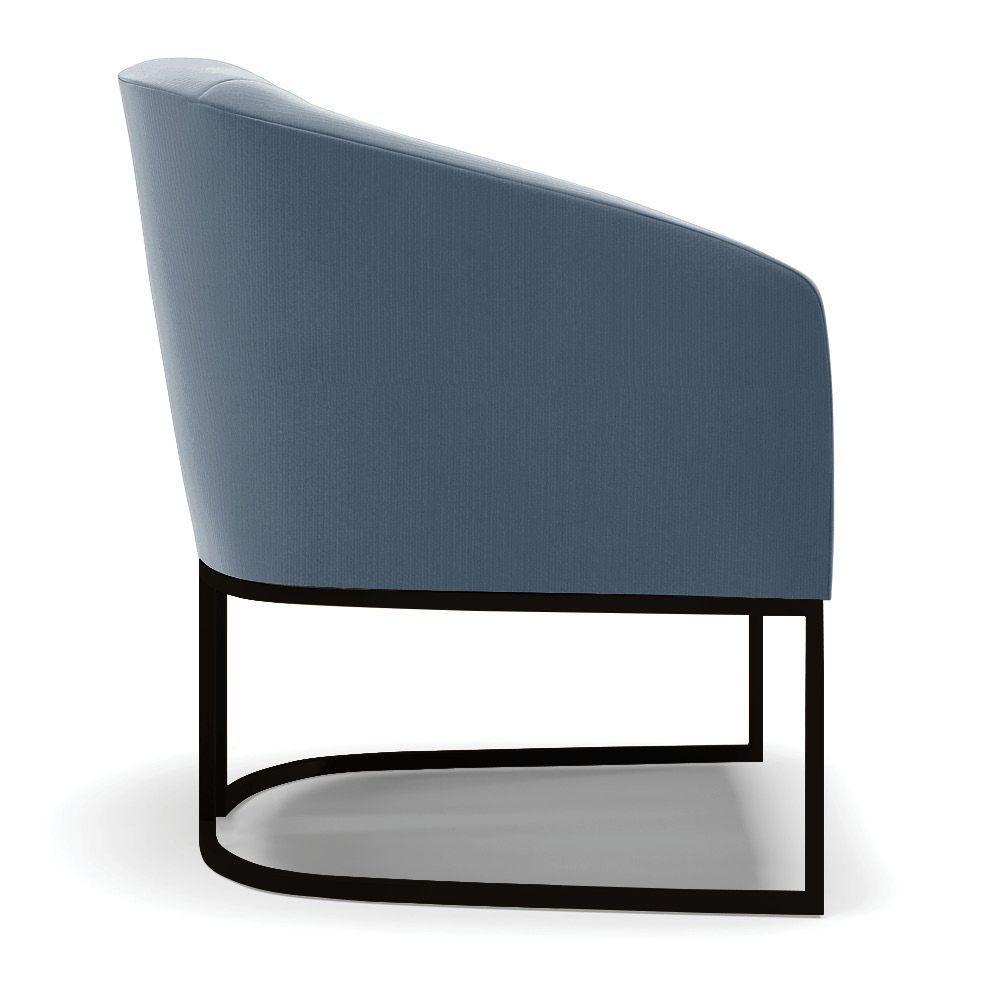 Poltrona Stella Suede Base Industrial Preto - D'Rossi Cor Azul Marinho - 6