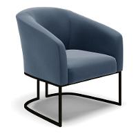 Poltrona Stella Suede Base Industrial Preto - D'Rossi Cor Azul Marinho - 1