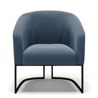 Poltrona Stella Suede Base Industrial Preto - D'Rossi Cor Azul Marinho - 7