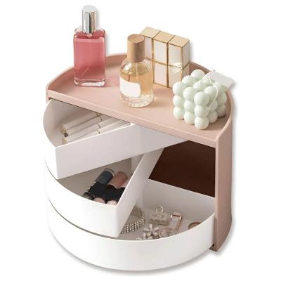 Porta Joias Rotativo CB5214 360 graus  com 4 Níveis e 3 Gavetas ABS Rosa