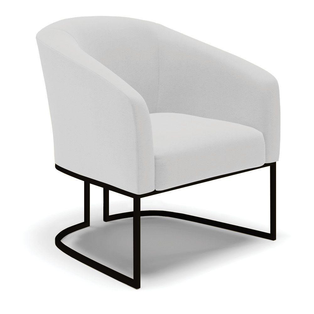 Poltrona Stella Linho Base Industrial Preto - D'Rossi Cor A05 Cinza - 1