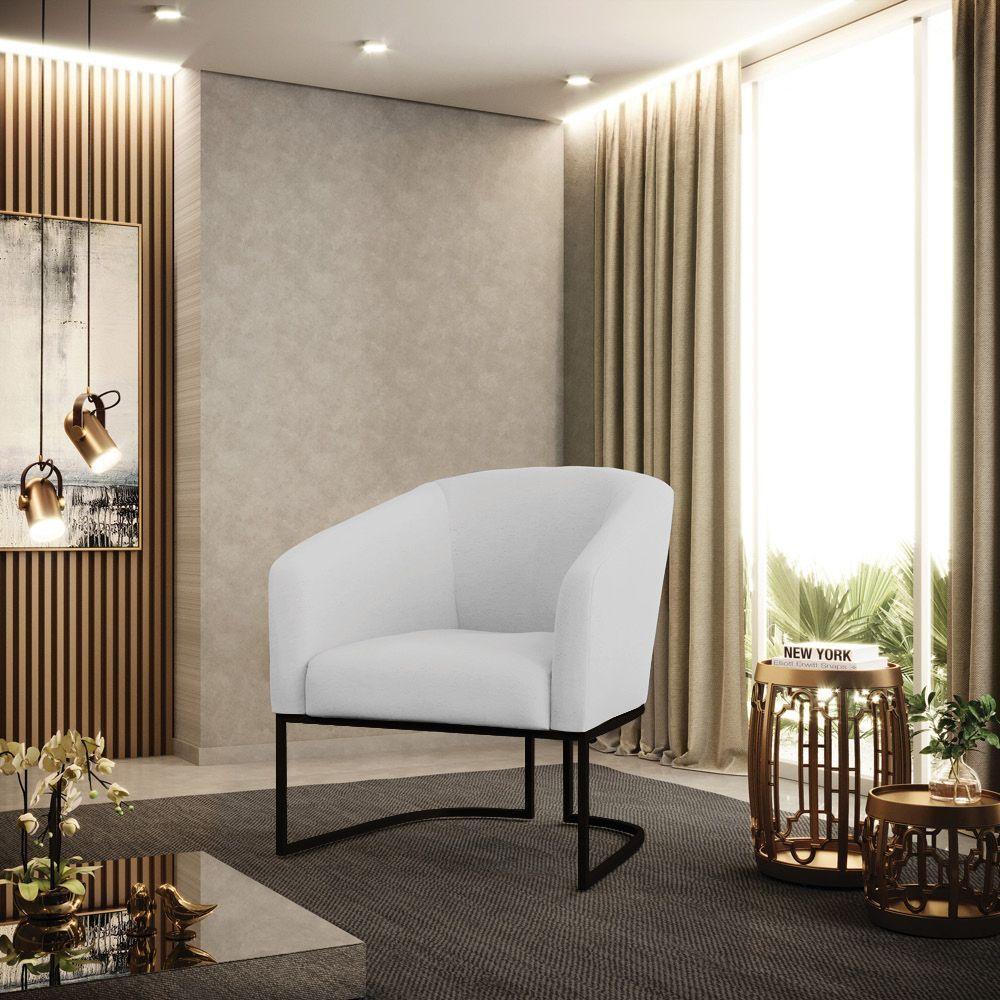 Poltrona Stella Linho Base Industrial Preto - D'Rossi Cor A05 Cinza - 8