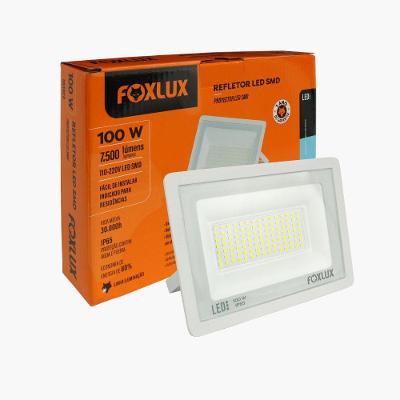 Refletor LED 100W Foxlux 7500 Lumens Branco Frio Bivolt