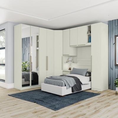 Quarto Modulado Solteiro Seletto 9 Gavetas MDF MDP Areia Móveis Henn