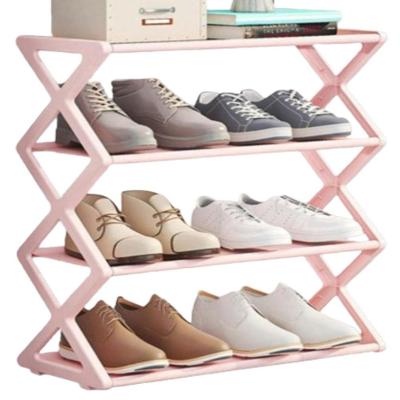 Sapateira Industrial 4 Prateleiras Organizador 8 Pares ABS TNT e Metal Rosa Quarto Lavanderia Yeet