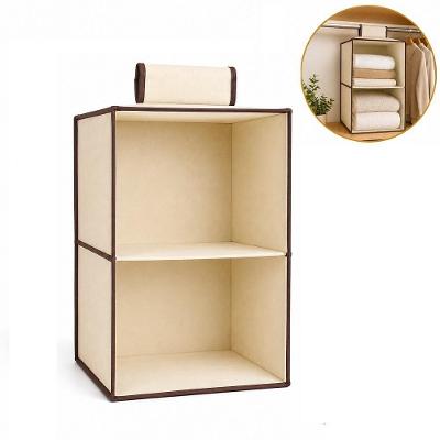 Organizador de Prateleira Vertical Suspenso 2 Divisórias TNT Cartonado Multiuso para Closet Bege