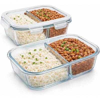 Pote de Vidro Borossilicato com Divisória Hermético 2 Compartimentos 1040ml para Micro-ondas