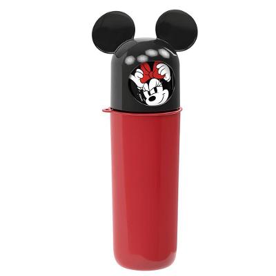Porta Escova Minnie Mouse Tampa Interativa Plástico para Viagem e Escola Preto Plasútil