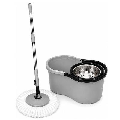 Mop Giratório Balde 8L 360 graus  Centrífuga com Esfregão Inox Cinza