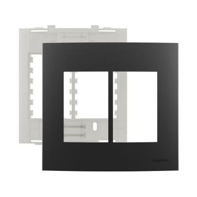 Placa com Suporte Margirius Clean 4x4 para 6 Módulos Horizontais Preto Ebony