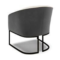 Poltrona Stella Corano Preto Com Linho Bege A19 Base Industrial Preto - D'Rossi