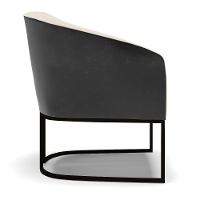 Poltrona Stella Corano Preto Com Linho Bege A19 Base Industrial Preto - D'Rossi - 5