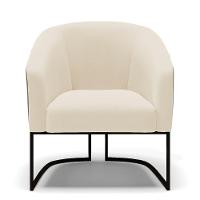 Poltrona Stella Corano Preto Com Linho Bege A19 Base Industrial Preto - D'Rossi - 6