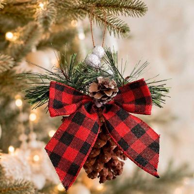 Pendente de Pinhas Natural para Árvore de Natal Kit 10 Marrom e Vermelho
