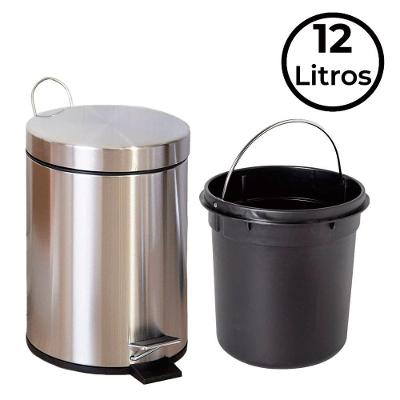 Lixeira Vittak 3L 5L Ou 12L Aço Inox com Pedal Cesto Removível Inox